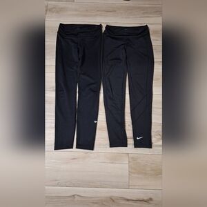 Nike Dri-Fit Girls Leggings with White Logo Size Large